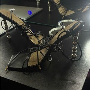 Fashion Nova Black Beaded Heels